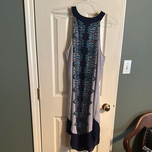 Elegant Navy and White Patterned Summer Lightweight Dress